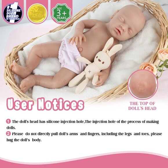🆕16inch Full Platinum Silicone Baby Doll Reborn Eyes Closed Lifelike Baby Girl - Picture 2 of 5